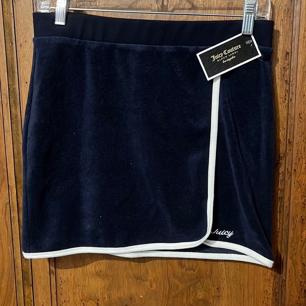 Juicy Couture black label micro terry navy blue mini skirt.